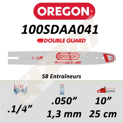 Guide de tronçonneuse OREGON 100SDAA041 1/4 1.3 mm 25 cm