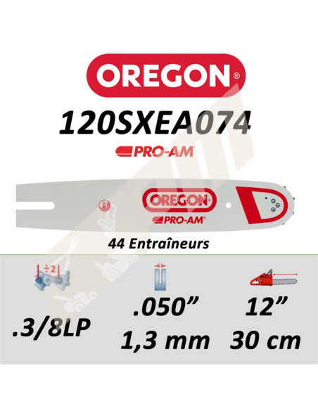 Guide de tronçonneuse OREGON 120SXEA074 3/8LP 1.3 mm 30cm