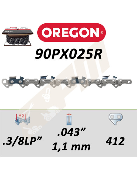 Chaîne de tronçonneuse OREGON 3/8LP . 043 412 entraîneurs