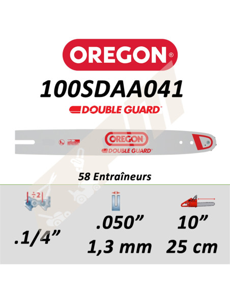 Guide de tronçonneuse OREGON 100SDAA041 1/4 1.3 mm 25 cm