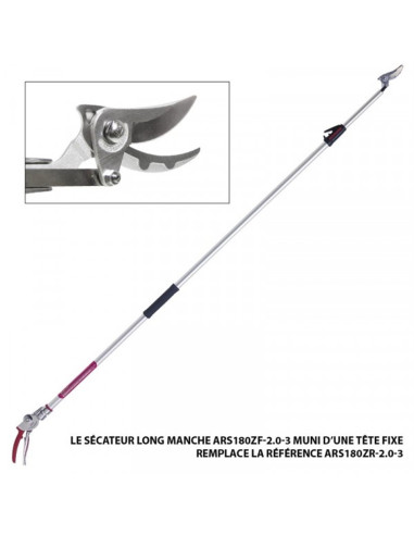 Sécateur long-manche 130-200cm, teléscopique, rouge/gris
