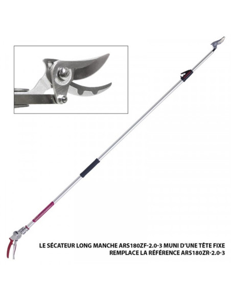 Sécateur long-manche 130-200cm, teléscopique, rouge/gris
