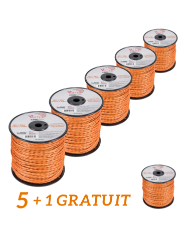 Lot de 5 + 1 OFFERT Fil nylon Vortex rond ø 3 mm - 132 m