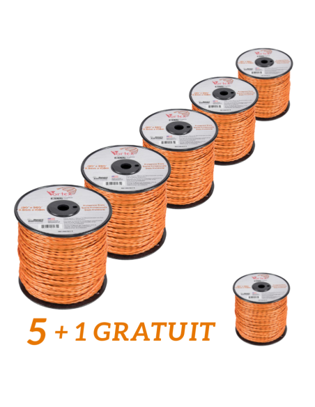 Lot de 5 + 1 OFFERT Fil nylon Vortex rond ø 3 mm - 132 m