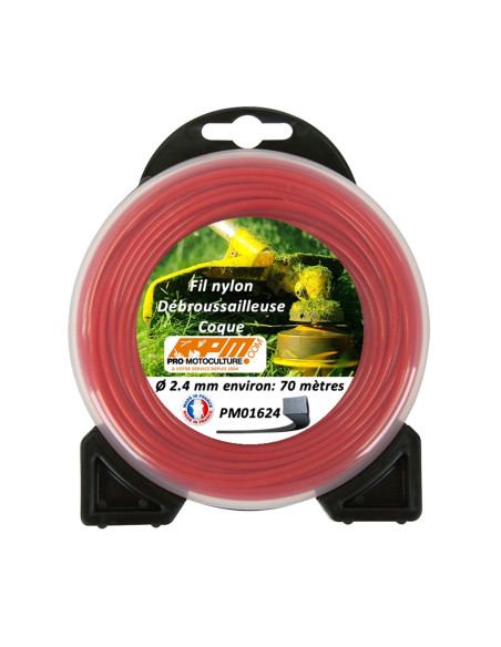 Fil nylon débroussailleuse carré coque 2.4  mm - 70m