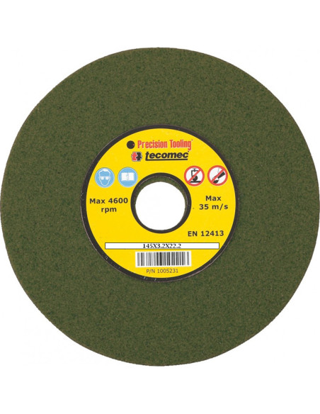 Meule d'affutage verte (145 x 3.2 x 22. 2) Tecomec