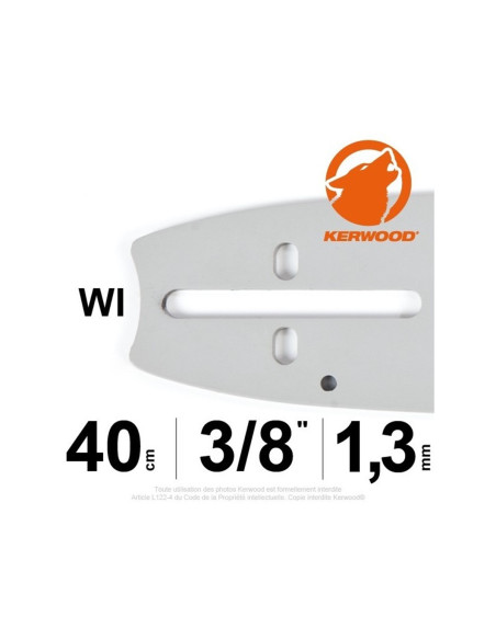 GUIDE TRONÇONNEUSE KERWOOD. 40 CM. 3/8". 1,3 MM. 16A2KLWI