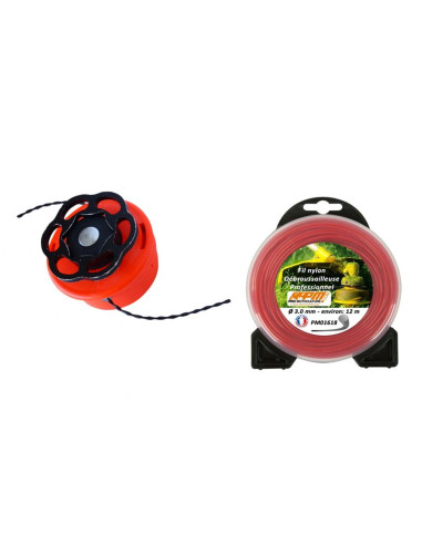 Tête de débroussailleuse tap'n go garden devil + Fil nylon  ø 3 mm 