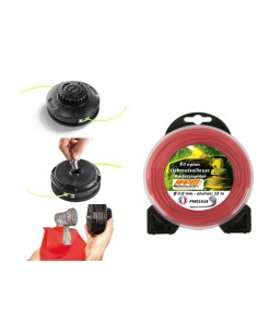 Tête de débroussailleuse tap'n go en 10x125F et 8x125M+ Fil nylon  ø 