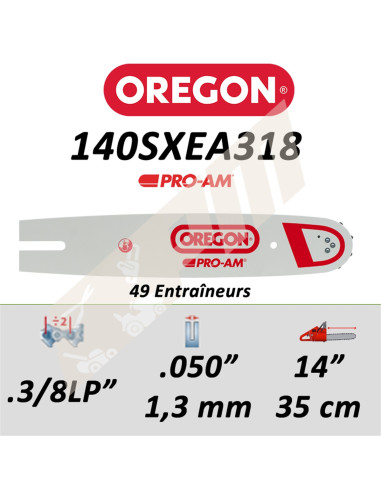 Guide de tronçonneuse OREGON 140SXEA318 3/8LP 1.3 mm 35cm