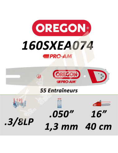 Guide de tronçonneuse OREGON 160SXEA074 3/8LP 1.3 mm 40cm