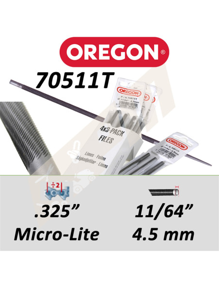 Lime  chaine de Tronçonneuse  OREGON ronde Ø 4,5MM lot de 3