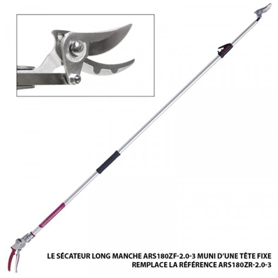 Sécateur long-manche 130-200cm, teléscopique, rouge/gris