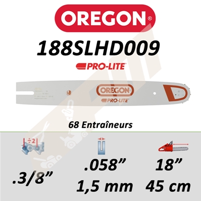 Guide de tronçonneuse OREGON Oregon PRO-LITE 45 CM 3/8 - 058 - 1.5 - 