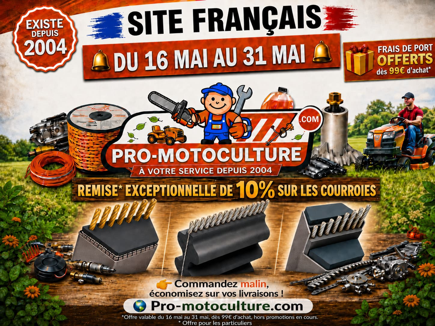 -10% sur les courroies : profitez-en pour remettre votre tondeuse en forme !