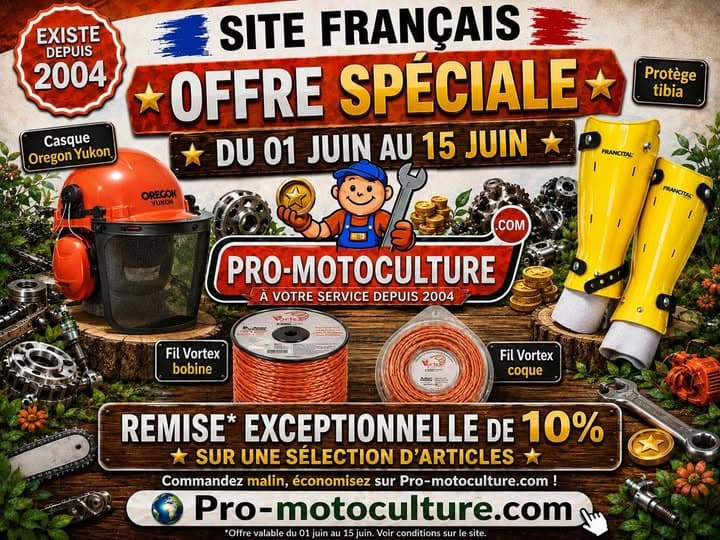 Promotions de juin, pièces détachées motoculture